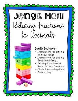 Preview of Relating Fractions to Decimals JENGA Review Game