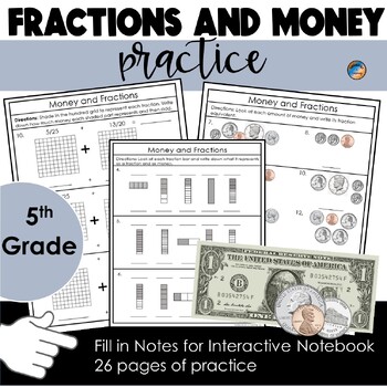 Preview of Relating Fractions to Money and Decimals Practice Pages