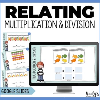 Preview of Relating Multiplication and Division Fact Families Google Slides & Task Cards