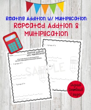 Preview of Relating Multiplication to Addition Math Worksheets, Multiplication Math Pages