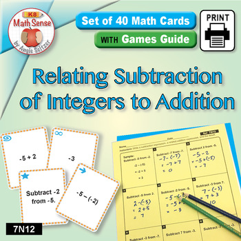 Preview of Relating Subtraction of Integers to Addition: Math Sense Matching Games 7N12