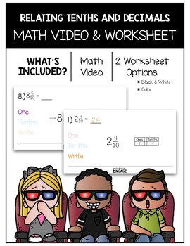 Preview of 4.NF.6: Relating Tenths and Decimals Math Video and Worksheet