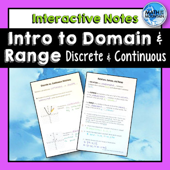 Preview of Relations, Domain and Range Interactive Notebook Notes - Continuous vs. Discrete