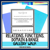 Relations, Functions, Domain, Range Gallery Walk