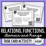 Relations, Functions, Domain and Range Task Cards