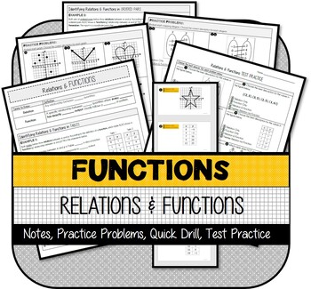 Preview of Relations & Functions NOTES & PRACTICE