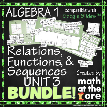 Preview of Relations, Functions, & Sequences - Unit 3 - BUNDLE for Google Slides™