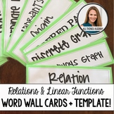 Relations & Linear Functions - Word Wall Cards + Template