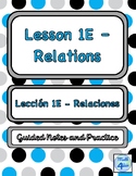 Relations Notes & Practice for ELLs | ENGLISH AND SPANISH