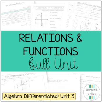 Preview of Relations and Functions (Algebra 1 Differentiated Curriculum Unit 3)