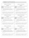 Relations and Functions: Glue-in Notes for Student Journals
