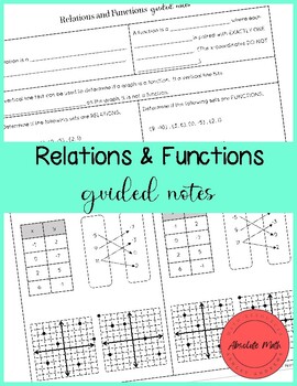 Preview of Relations and Functions Guided Notes