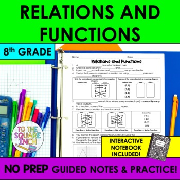 Preview of Relations and Functions Notes & Practice | Guided Notes | + Interactive Notebook