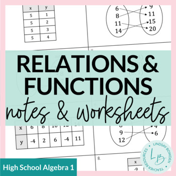 Preview of Relations and Functions Notes and Worksheets