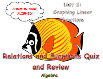 Preview of Relations and Functions Quiz and Review