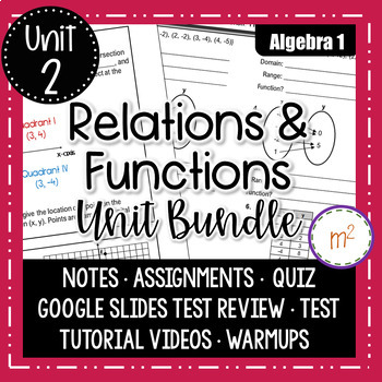Preview of Relations and Functions Unit - Algebra 1 Curriculum