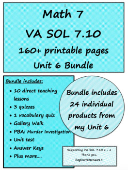 Preview of Math 7 Virginia VA SOL 7.10 Relations and Functions Unit 6 Bundle