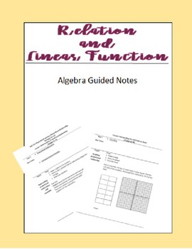 Preview of Relations and Linear Function Guided Notes and Exam