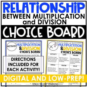 Preview of Relationship Between Multiplication and Division Digital Choice Board