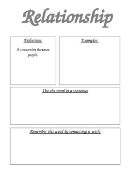 Preview of Relationship Definition - Graphic Organizer