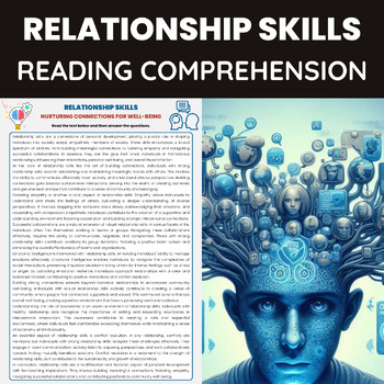 Preview of Relationship Skills Reading Comprehension Worksheet | Social Emotional Learning