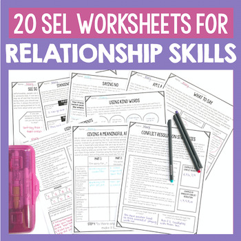 Preview of Relationship Skills Worksheets: Friendship, Conflict Resolution, & Social Skills