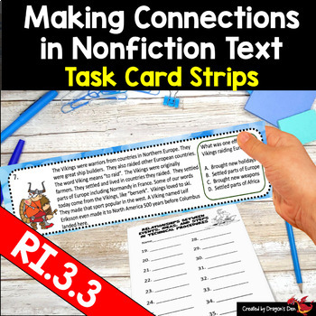 Preview of Making Connections in Nonfiction Text Task Card Strips RI.3.3
