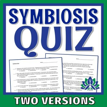 Preview of Ecosystems Symbiosis Quiz Relationships Between Organisms