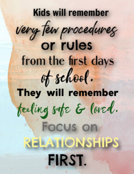 Preview of Relationships First Teacher Staff Lounge 8.5 x 11 Poster PBIS Staff Morale