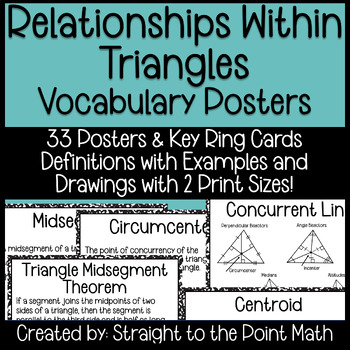 Preview of Relationships Within Triangles - Word Wall Posters Poster & Index Size Printable