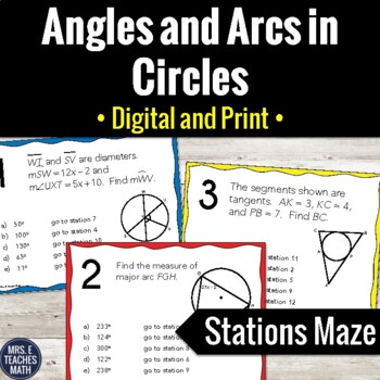Preview of Angles and Arcs in Circles Activity | Digital and Print
