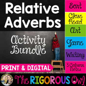 Preview of Relative Adverbs Activities - Print & Digital - Literacy Centers