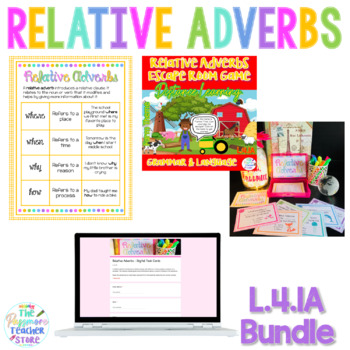 Preview of Relative Adverbs Activity BUNDLE | L.4.1A