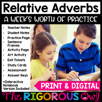 Preview of Relative Adverbs Lesson, Practice & Assessment | Print & Digital |