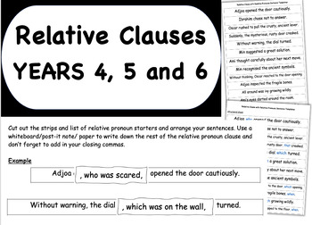 Preview of Relative Clauses Sentences - Escape Room themed