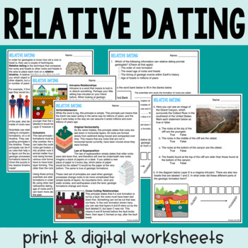 Preview of Relative Dating - Reading Comprehension Worksheets