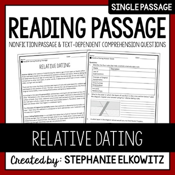 Preview of Relative Dating Reading Passage | Printable & Digital