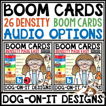 Preview of Relative Density Boom Cards with Audio Options and Worksheets Bundle