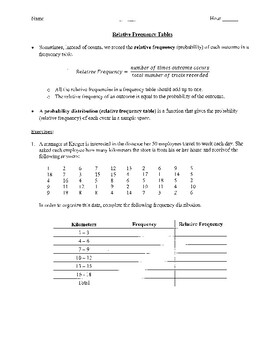 Preview of Relative Frequency Tables (Notes and Practice)