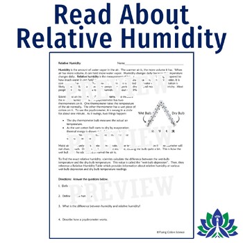 Relative humidity worksheet answers