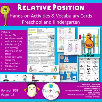 Preview of Relative Position Lesson Preschool and Kindergarten