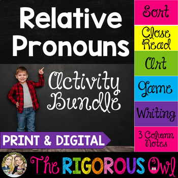 Preview of Relative Pronouns Activities - Print & Digital - Literacy Centers