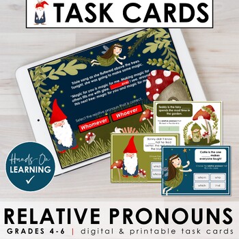 Preview of Relative Pronouns Task Cards & Activities (Print & Digital)