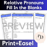 Relative Pronouns Fill In the Blanks-Grades 4-5-6 - Practi
