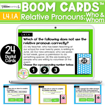 Preview of Relative Pronouns Who & Whom BOOM Cards Digital Task Cards L.4.1.A