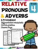 Relative Pronouns and Adverbs L.4.1.A Worksheets Distance 