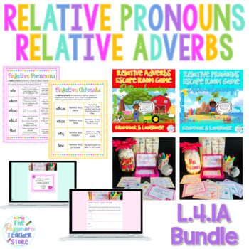 Preview of Relative Pronouns and Relative Adverbs Activity BUNDLE L.4.1A