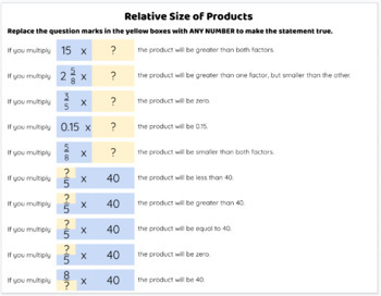Preview of Relative Size of Factors and Products - Interactive Worksheet 2