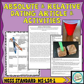 Preview of Relative or Absolute Dating and Superposition Article, Activity and Worksheet