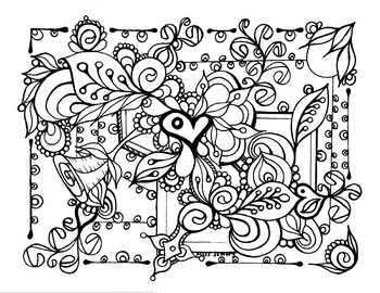 Relaxing Coloring Page Heart Spring Summer Love